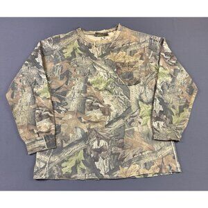 Rare Vintage Y2K NWTF Realtree Mossy Oak Camo Long Sleeve Pocket Tee Streetwear